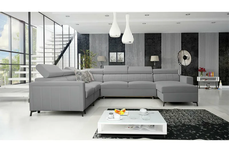 Galbally 5-sits Hörnbäddsoffa Ljusgrå - Møbler - Sofaer - Sovesofaer - Hjørnesovesofa