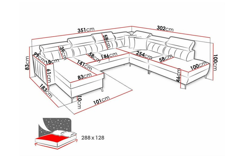 Galbally 5-sits Hörnbäddsoffa NO_BRAND beige - Møbler - Sofaer - Sovesofaer - Sovesofa divan