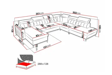 Galbally 5-sits Hörnbäddsoffa NO_BRAND beige - Møbler - Sofaer - Sovesofaer - Sovesofa divan