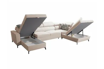 Galbally 5-sits Hörnbäddsoffa NO_BRAND Beige - Møbler - Sofaer - Sovesofaer - Sovesofa divan