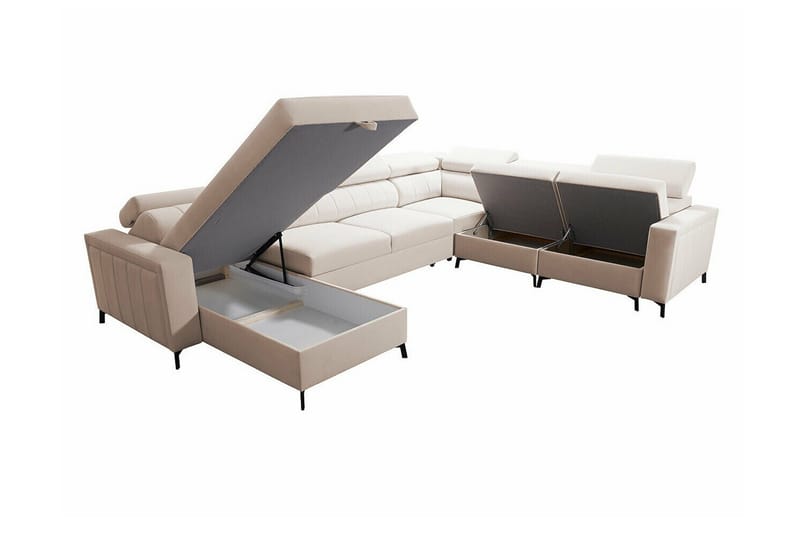 Galbally 5-sits Hörnbäddsoffa NO_BRAND beige - Møbler - Sofaer - Sovesofaer - Hjørnesovesofa