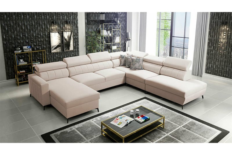 Galbally 5-sits Hörnbäddsoffa NO_BRAND beige - Møbler - Sofaer - Sovesofaer - Sovesofa divan