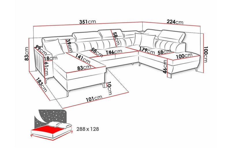 Galbally 5-sits Hörnbäddsoffa NO_BRAND Beige/Light beige - Møbler - Sofaer - Sovesofaer - Sovesofa divan
