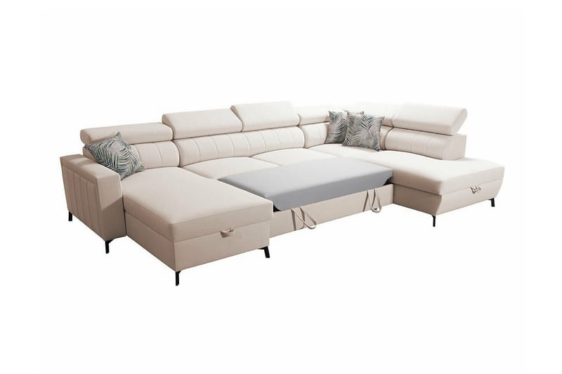 Galbally 5-sits Hörnbäddsoffa NO_BRAND Beige/Light beige - Møbler - Sofaer - Sovesofaer - Sovesofa divan