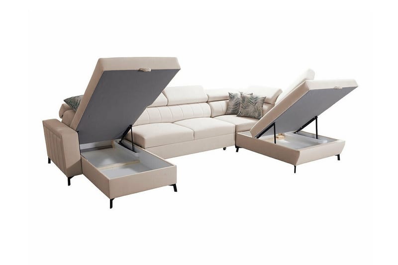 Galbally 5-sits Hörnbäddsoffa NO_BRAND Beige/Light beige - Møbler - Sofaer - Sovesofaer - Sovesofa divan