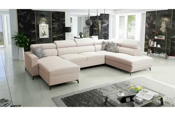 Galbally 5-sits Hörnbäddsoffa NO_BRAND Beige/Light beige - Møbler - Sofaer - Sovesofaer - Sovesofa divan