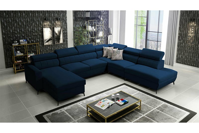 Galbally 5-sits Hörnbäddsoffa NO_BRAND Dark blue - Møbler - Sofaer - Sovesofaer - Sovesofa divan