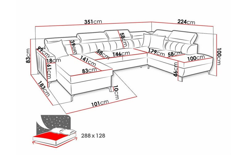 Galbally 5-sits Hörnbäddsoffa NO_BRAND Dark blue - Møbler - Sofaer - Sovesofaer - Sovesofa divan