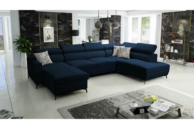Galbally 5-sits Hörnbäddsoffa NO_BRAND Dark blue - Møbler - Sofaer - Sovesofaer - Sovesofa divan