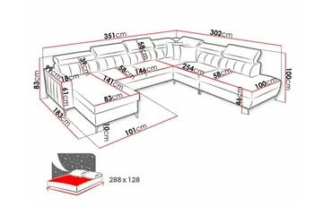 Galbally 5-sits Hörnbäddsoffa NO_BRAND Dark blue - Møbler - Sofaer - Sovesofaer - Sovesofa divan
