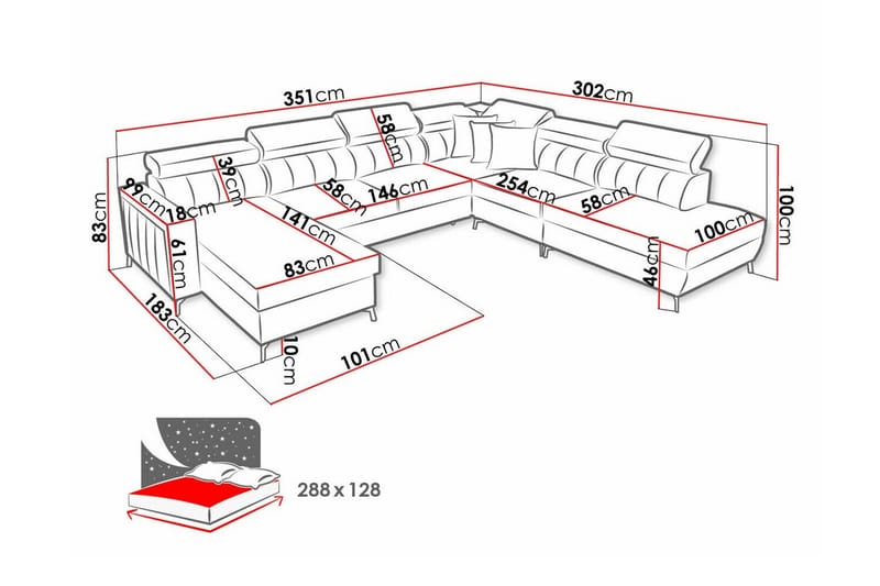 Galbally 5-sits Hörnbäddsoffa NO_BRAND Dark blue - Møbler - Sofaer - Sovesofaer - Sovesofa divan