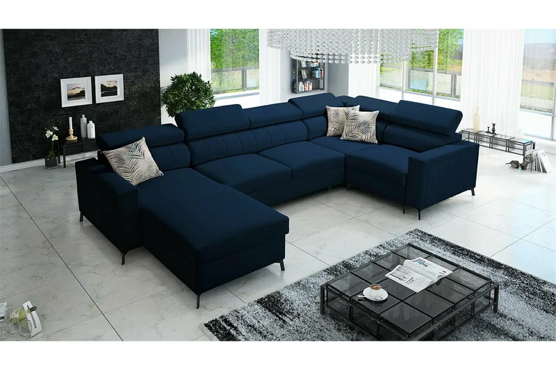 Galbally 5-sits Hörnbäddsoffa NO_BRAND Dark blue - Møbler - Sofaer - Sovesofaer - Hjørnesovesofa