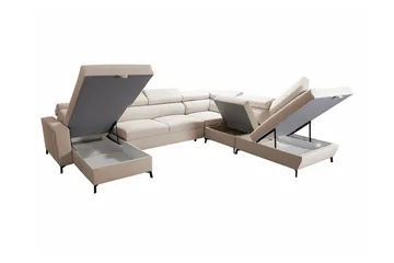 Galbally 5-sits Hörnbäddsoffa NO_BRAND Dark brown - Møbler - Sofaer - Sovesofaer - Hjørnesovesofa