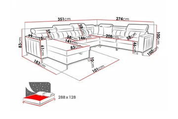 Galbally 5-sits Hörnbäddsoffa NO_BRAND Dark brown - Møbler - Sofaer - Sovesofaer - Hjørnesovesofa