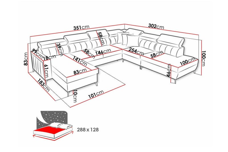 Galbally 5-sits Hörnbäddsoffa NO_BRAND Dark brown - Møbler - Sofaer - Sovesofaer - Hjørnesovesofa