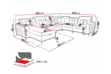 Galbally 5-sits Hörnbäddsoffa NO_BRAND Dark brown - Møbler - Sofaer - Sovesofaer - Hjørnesovesofa