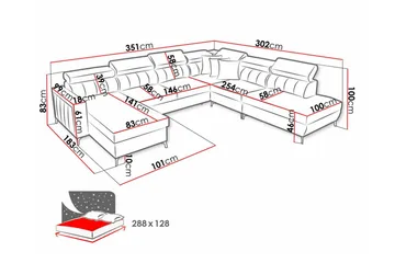 Galbally 5-sits Hörnbäddsoffa NO_BRAND Dark brown - Møbler - Sofaer - Sovesofaer - Hjørnesovesofa