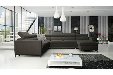 Galbally 5-sits Hörnbäddsoffa NO_BRAND Dark brown - Møbler - Sofaer - Sovesofaer - Hjørnesovesofa