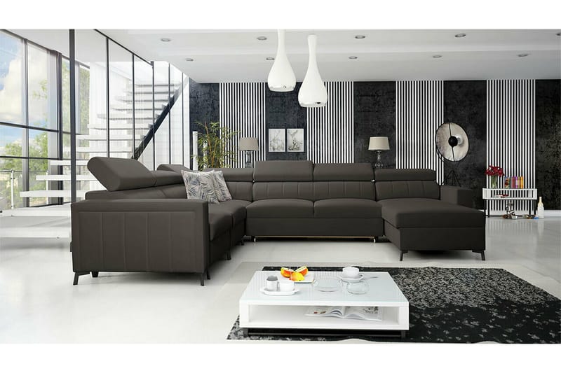 Galbally 5-sits Hörnbäddsoffa NO_BRAND Dark brown - Møbler - Sofaer - Sovesofaer - Hjørnesovesofa