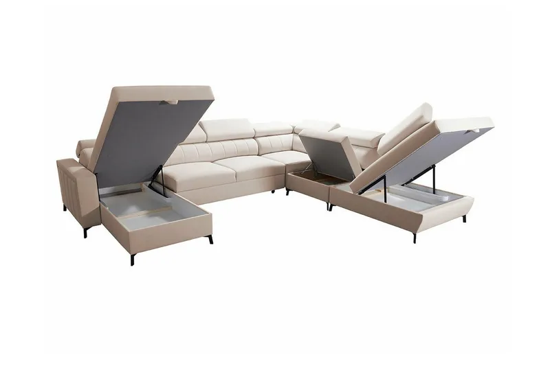 Galbally 5-sits Hörnbäddsoffa NO_BRAND Dark pink - Møbler - Sofaer - Sovesofaer - Sovesofa divan