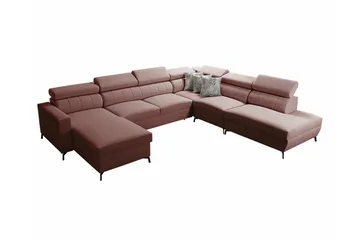 Galbally 5-sits Hörnbäddsoffa NO_BRAND Dark pink - Møbler - Sofaer - Sovesofaer - Sovesofa divan