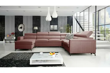 Galbally 5-sits Hörnbäddsoffa NO_BRAND Dark pink - Møbler - Sofaer - Sovesofaer - Hjørnesovesofa