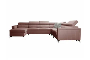 Galbally 5-sits Hörnbäddsoffa NO_BRAND Dark pink - Møbler - Sofaer - Sovesofaer - Hjørnesovesofa