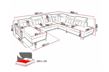 Galbally 5-sits Hörnbäddsoffa NO_BRAND Light grey - Møbler - Sofaer - Sovesofaer - Sovesofa divan