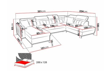 Galbally 5-sits Hörnbäddsoffa NO_BRAND Light grey/Dark grey - Møbler - Sofaer - Sovesofaer - Sovesofa divan