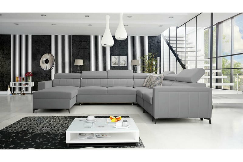 Galbally 5-sits Hörnbäddsoffa NO_BRAND Light grey/Dark grey - Møbler - Sofaer - Sovesofaer - Hjørnesovesofa