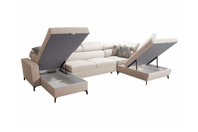 Galbally 5-sits Hörnbäddsoffa NO_BRAND Light grey/Dark grey - Møbler - Sofaer - Sovesofaer - Sovesofa divan