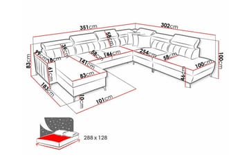 Galbally 5-sits Hörnbäddsoffa NO_BRAND Light grey/Dark grey - Møbler - Sofaer - Sovesofaer - Sovesofa divan