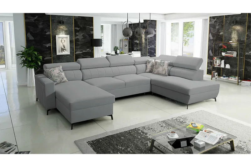 Galbally 5-sits Hörnbäddsoffa NO_BRAND Light grey/Dark grey - Møbler - Sofaer - Sovesofaer - Sovesofa divan