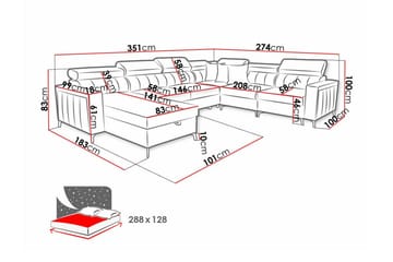 Galbally 5-sits Hörnbäddsoffa NO_BRAND Light grey/Dark grey - Møbler - Sofaer - Sovesofaer - Hjørnesovesofa