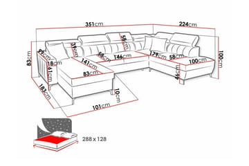 Galbally 5-sits Hörnbäddsoffa NO_BRAND Light pink - Møbler - Sofaer - Sovesofaer - Sovesofa divan