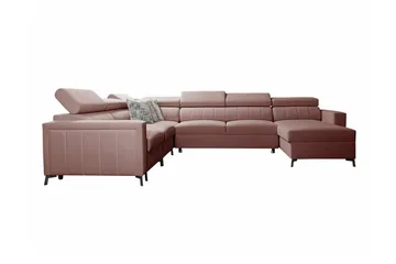 Galbally 5-sits Hörnbäddsoffa NO_BRAND Light pink - Møbler - Sofaer - Sovesofaer - Hjørnesovesofa