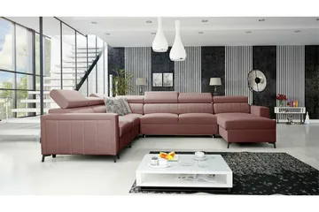 Galbally 5-sits Hörnbäddsoffa NO_BRAND Light pink - Møbler - Sofaer - Sovesofaer - Hjørnesovesofa