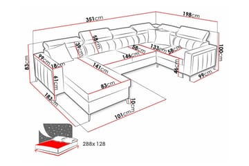 Galbally 5-sits Hörnbäddsoffa NO_BRAND Light pink - Møbler - Sofaer - Sovesofaer - Hjørnesovesofa