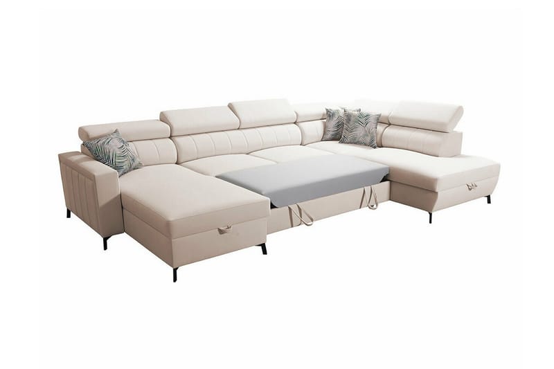 Galbally 5-sits Hörnbäddsoffa NO_BRAND Ljusgrå - Møbler - Sofaer - Sovesofaer - Sovesofa divan