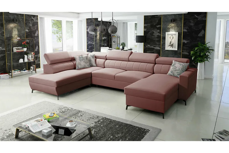 Galbally 5-sits Hörnbäddsoffa Pink - Møbler - Sofaer - Sovesofaer - Hjørnesovesofa