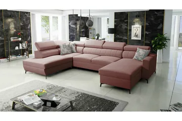 Galbally 5-sits Hörnbäddsoffa Pink - Møbler - Sofaer - Sovesofaer - Hjørnesovesofa