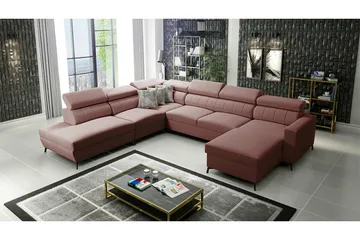 Galbally 5-sits Hörnbäddsoffa Pink - Møbler - Sofaer - Sovesofaer - Hjørnesovesofa