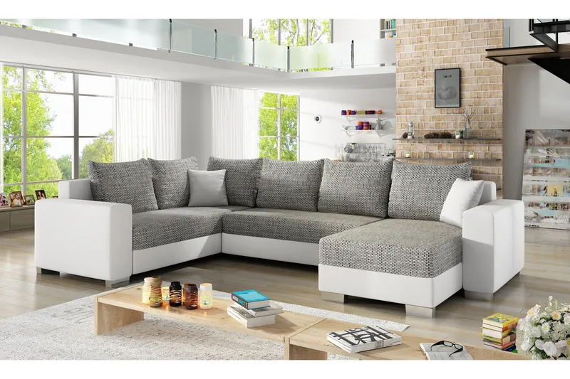 Gallicanta Hjørnesovesofa, Grå/Hvit