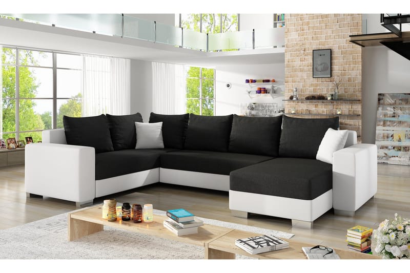 Gallicanta Hjørnesovesofa, Svart/Hvit