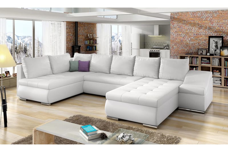 Govana Hjørnesovesofa med Divan - Hvit - Møbler - Sofaer - Skinnsofaer