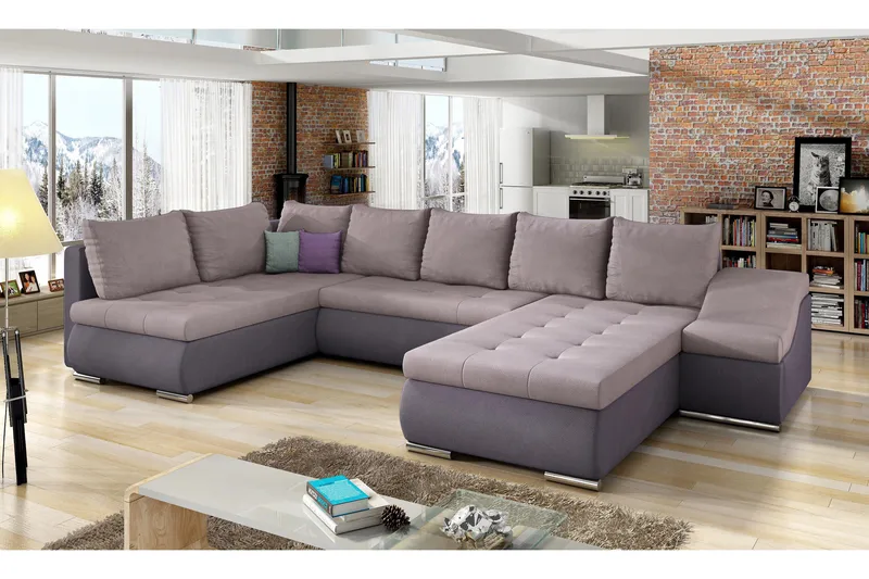 Govana Hjørnesovesofa med Divan, Rosa/Lilla