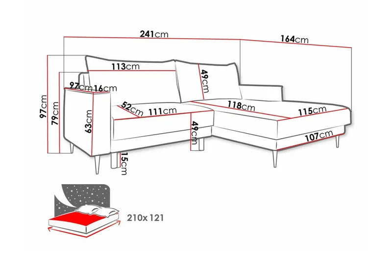 Graystone 2-seters Hjørnesovesofa - Mørkegrå - Møbler - Sofaer - Sovesofaer - Sovesofa divan