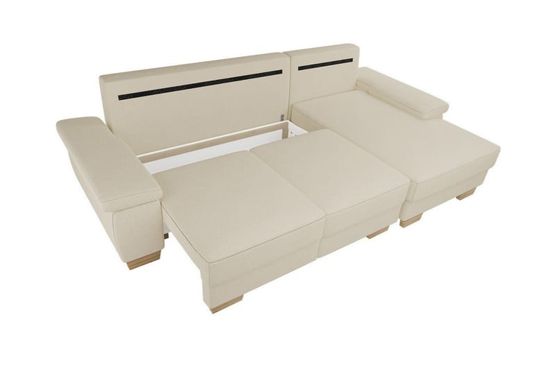 Graystone 3-seter Høyre Hjørnesovesofa 130x193 cm med Oppbevaring i Stoff - Beige - Møbler - Sofaer - Sovesofaer - Sovesofa divan