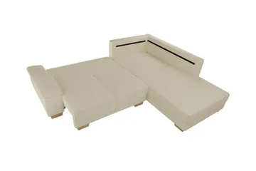 Graystone 3-seter Høyre Hjørnesovesofa 130x203 cm med Oppbevaring i Stoff - Beige - Møbler - Sofaer - Sovesofaer - Langsgående sovesofa