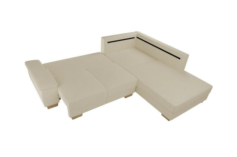 Graystone 3-seter Høyre Hjørnesovesofa 130x203 cm med Oppbevaring i Stoff - Beige - Møbler - Sofaer - Sovesofaer - Langsgående sovesofa